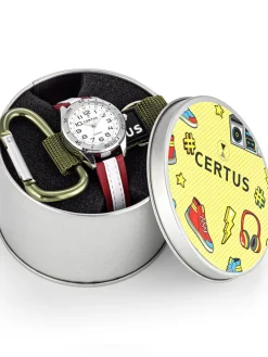 Coffret Certus junior montre rouge et mousqueton