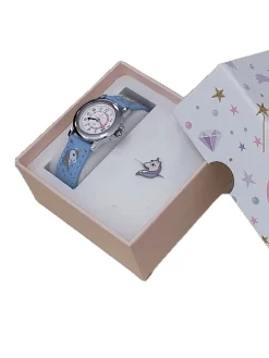 Coffret montre enfant Certus bleue licorne et bague