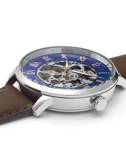 Montre automatique homme Pierre Lannier cuir brun 322B164