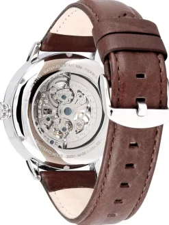 Montre automatique homme Pierre Lannier cuir brun 322B164