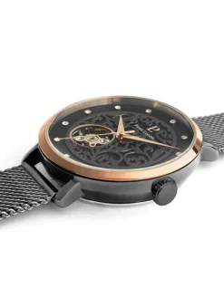Montre automatique Pierre Lannier acier milanais noir 310F988