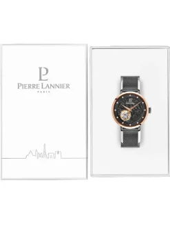 Montre automatique Pierre Lannier acier milanais noir 310F988