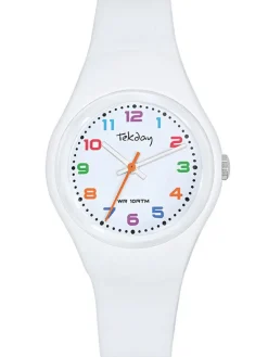 Montre blanche Tekday cadran chiffres colorés 654842