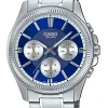 Montre calendrier jour et date 24H Casio cadran bleu