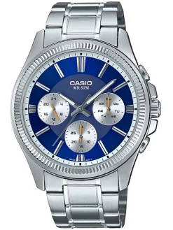 Montre calendrier jour et date 24H Casio cadran bleu