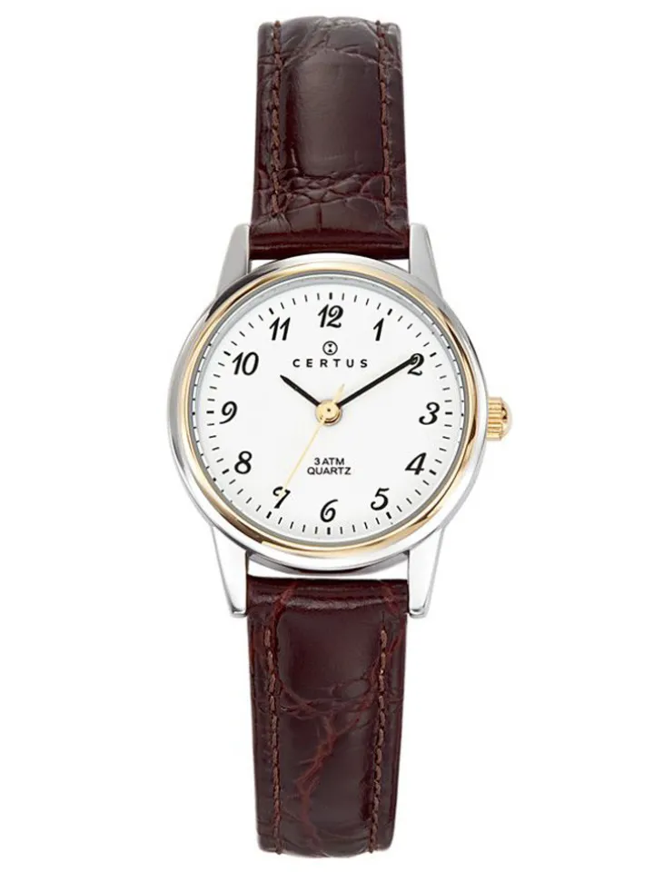 Montre Certus bicolore bracelet cuir marron