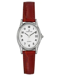 Montre Certus femme bracelet cuir rouge