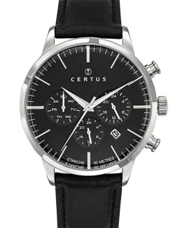 Montre Certus homme bracelet cuir noir 611138
