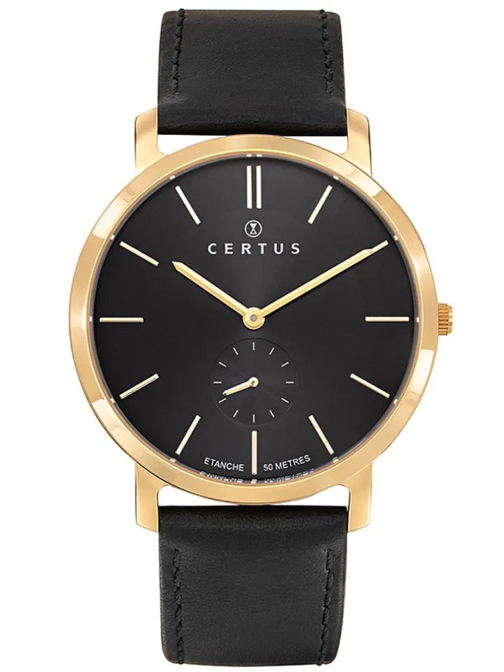 Montre Certus homme bracelet cuir noir