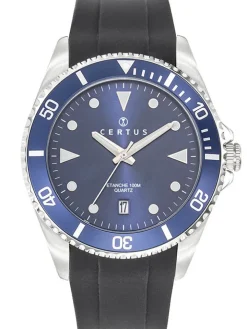 Montre de plongée homme Certus bracelet silicone fond bleu