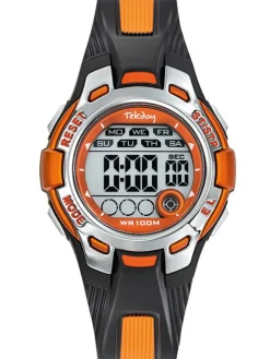 Montre enfant sport Tekday 654752 Digitale bicolore noire orange