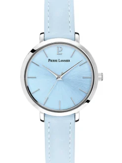 Montre femme bracelet cuir bleu clair cadran bleu clair