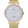 Montre femme Go bracelet milanais doré jaune fond pailleté 695935
