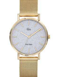 Montre femme Go bracelet milanais doré jaune fond pailleté 695935