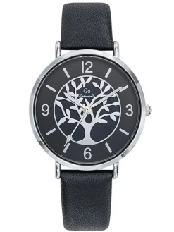 Montre femme Go cuir noir arbre de vie