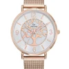 Montre femme Go milanais doré rose arbre de vie