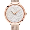 Montre femme Pierre Lannier bracelet milanais rose cadran motif fleuri