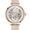 Montre femme Pierre Lannier automatique doré rose maille milanaise