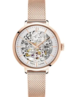 Montre femme Pierre Lannier automatique doré rose maille milanaise