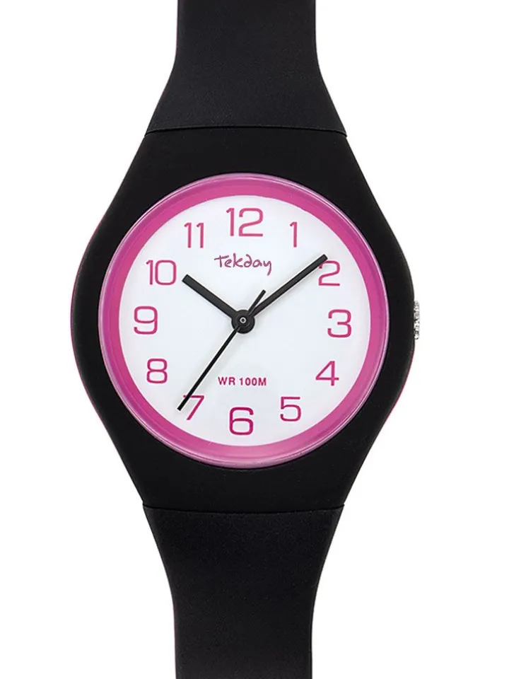 Montre femme Tekday noire et rose