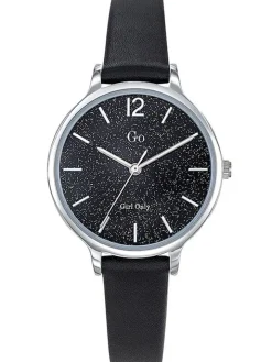 Montre Go Girl Only noire bracelet cuir cadran pailleté 699211