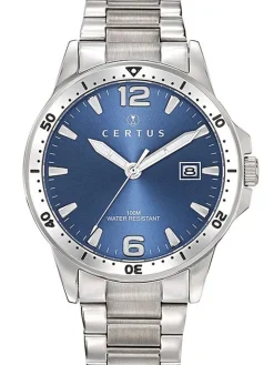 Montre homme Certus acier et fond bleu 616457