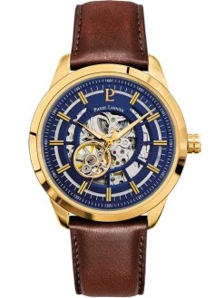 Montre homme dorée mécanisme apparent Pierre Lannier