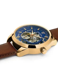 Montre homme dorée mécanisme apparent Pierre Lannier