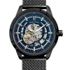 Montre homme noire mécanisme apparent Pierre Lannier