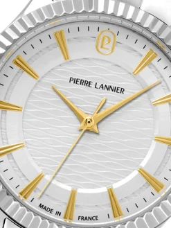 Montre élégante femme Pierre Lannier cadran couleur argent index dorés 017G621