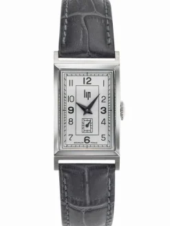 Montre Lip Churchill T18 Art Déco bracelet cuir gris anthracite 671000