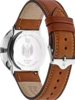 Montre LIP DAUPHINE cuir marron fond bleu 671429