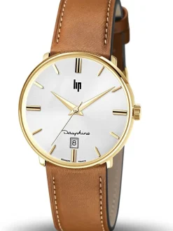 Montre LIP DAUPHINE cuir marron boitier doré 671428