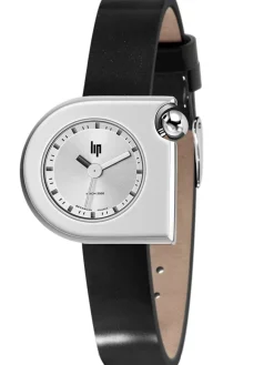 Montre Lip femme Mach 2000 bracelet cuir noir vernis 671162