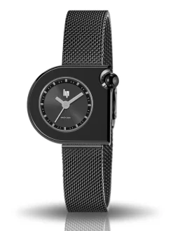 Montre Lip femme Mach 2000 bracelet milanais noir