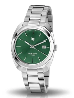 Montre LIP mixte Charles de Gaulle acier gris cadran vert