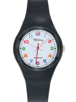Montre noire Tekday cadran chiffres colorés 654841