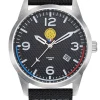 Montre Patrouille de France noir acier bracelet cuir nylon style jean 668508