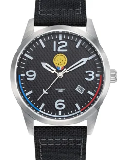 Montre Patrouille de France noir acier bracelet cuir nylon style jean 668508