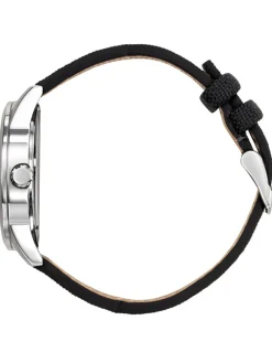 Montre Patrouille de France noir acier bracelet cuir nylon style jean 668508