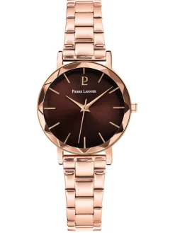 Montre Pierre Lannier femme doré rose cadran chocolat
