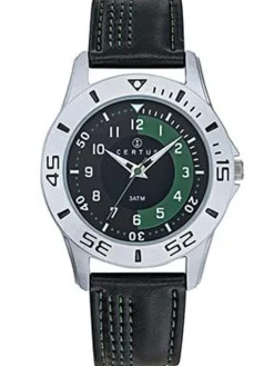 Montre sport cuir noir vert Certus Junior 647576