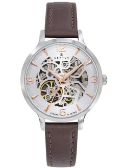 Montre Squelette femme Bracelet cuir marron Certus
