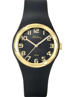 Montre Tekday noire et dorée