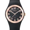 Montre Tekday noire et dorée rose