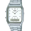 Montre vintage double affichage Casio cadran blanc