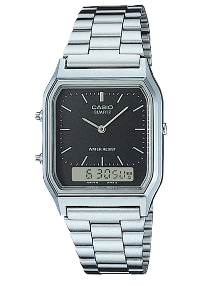 Montre vintage double affichage Casio cadran noir